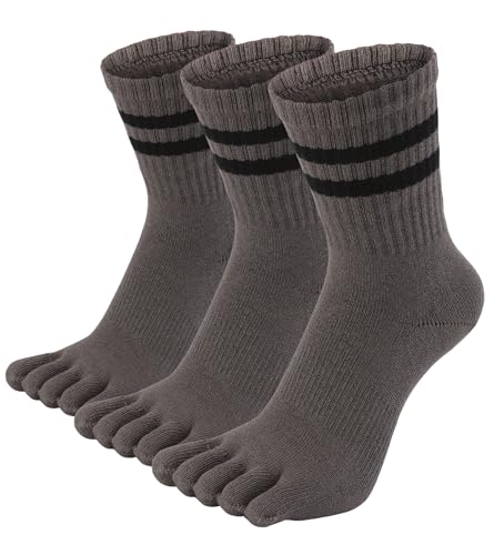 Toe Socks Five Finger Split Athletic Running Crew Cotton for Women 3 Pairs - Main Image