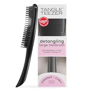Tangle Teezer Large Ultimate Detangler Hairbrush for Wet & Dry Hair, Eliminates Knots & Reduces Breakage for Long, Thick, & Curly Hair Types, Black Gloss