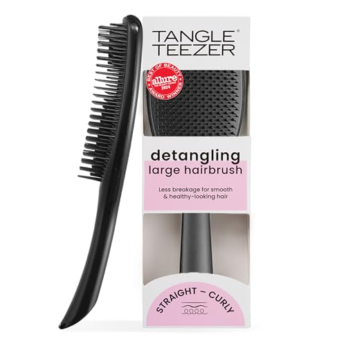 Tangle Teezer Large Ultimate Detangler Hairbrush for Wet & Dry Hair, Eliminates Knots & Reduces Breakage for Long, Thick, & Curly Hair Types, Black Gloss