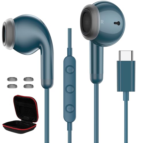 USB C hoofdtelefoon voor Samsung Galaxy S25 Ultra S24 S23 S22 A56 A16 A55 hoofdtelefoon type C met microfoon Hi-Fi stereo hoofdtelefoon type C in-ear met kabel oortelefoon voor iPhone 17 Pro Max 16 15