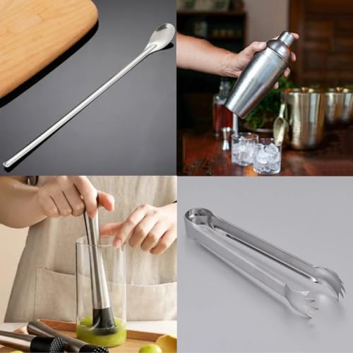 Kit Caipirinha Coqueteleira 5 Peças Em Inox Coqueteleira 550ml Socador Macerador 20cm Colher 30cm Do