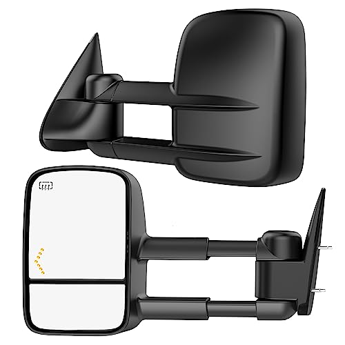 Heated Tow Mirrors Compatible with 2003-2007 Chevy Silverado GMC Sierra(2007 Classic) 1500 2500 3500 Tahoe Suburban Avalanche Yukon Escalade Extended Trailer Towing Side Mirrors LED Turn Light
