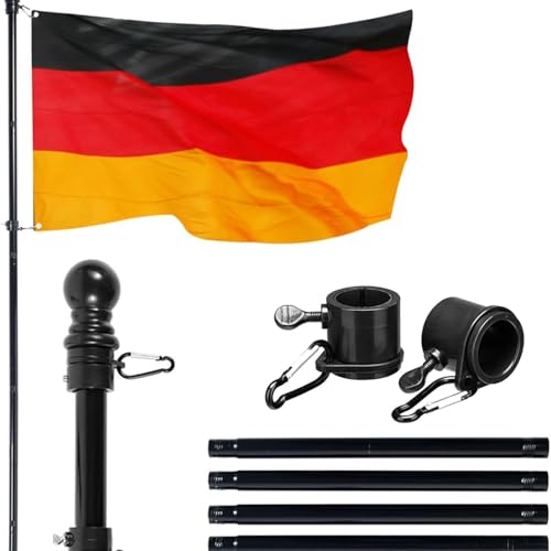 KEGAJEGA Fahnenmast 1 8m Edelstahl Fahnenstange mit Einstellbar 360 Grad Drehbaren Ringen Fahnenmast Balkon Fahnenstange Balkon für Gärten Terrassen Balkone Wände Dächer