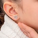 Anoup Heart Initial Stud Earrings - Gifts for Girls, Sterling Silver Post 14K Gold Plated All Over Hypoallergenic | CZ Simulated Diamond Stud Earrings | Birthday Gifts for Kids Toddlers Daughter - Image 2