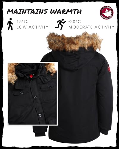 Image of CANADA WEATHER GEAR Mens Parka Jacket - Heavyweight Insulated Water Resistant Winter Coat for Men with Faux Fur Hood