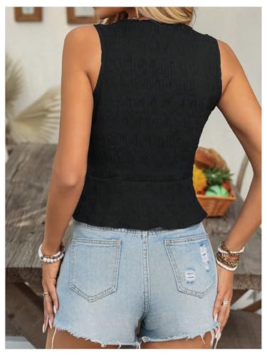 SweatyRocks Women's Tie Front Vest V Neck Tank Top Casual Y2K Sleeveless Top2