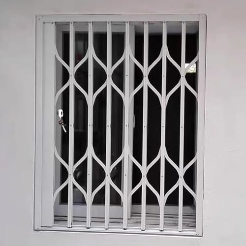 Barra de protección para ventanas plegable y retráctil de 122 x 105 cm para sótanos y oficinas