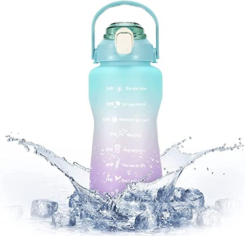 Motivational 2L Water Bottles 64oz Half Gallon Water Bottle with Times, BPA Free Sport Water Jug with Straw and Handle,Leak-Proof Summer Water Bottle for Outdoors, Gym (64OZ Color A)