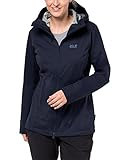 langer Schnitt Jack Wolfskin Damen Green Valley Long JKT Softshelljacke, Midnight Blue, M