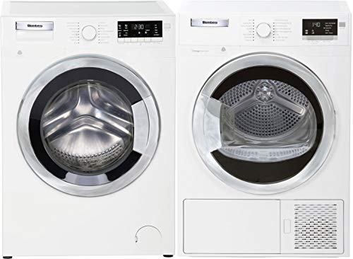 Blomberg Front Load Compact WM98400SX2 24" Washer with DHP24412W 24" Electric Dryer Laundry