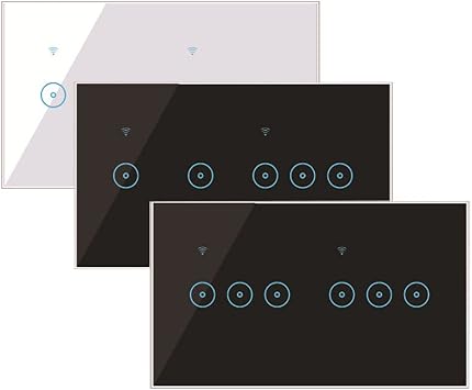 WiFi Smart Wall Light Switch 10A Glass Touch Panel WiFi Interuptor 4/5/6 Gang Wireless Remote Control Tuya Alexa White 5-Gang