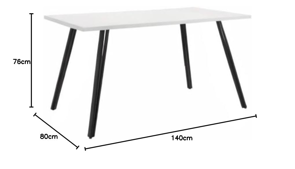 Hela Tische, Jennifer 116208 Table de Salle à Manger, Cuisine, Couleur Blanc Brillant/Noir 140 x 80 cm