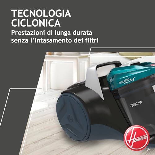 Hoover BR71_B30, Aspirapolvere a traino senza sacco, 700 W, 2 litri capacità bin, 78 Decibel, Mini turbo spazzola, Nero/Verde/Grigio Fumo - Immagine 2