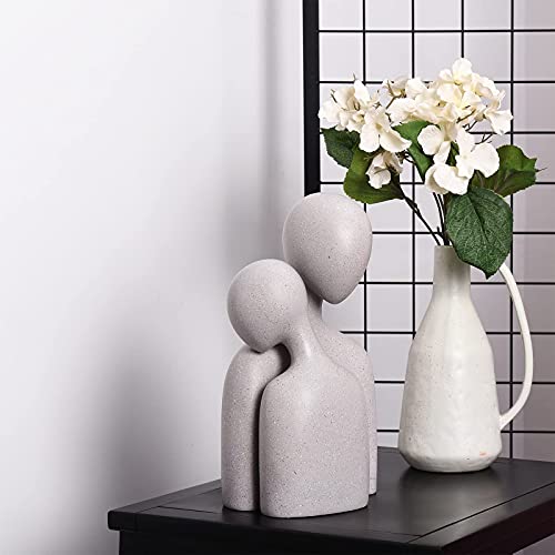 Quoowiit Couple Sculptures For Home Decor, Minimalist Romantic Lover Statue For Shelf Decor Office Decor Table Decorations For Living Room Bedroom, Gift For Anniversary Valentine Birthday (Grey-Large) #TOP6