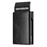 Oxyorion Geldbörse Herren – Slim Wallet mit Münzfach & RFID Schutz, Pop-Up Kartenzugriff, Scheinfach, Kartenetui mit Magnetverschluss, Smart Wallet/Card Holder, Geldbeutel Herren (Black)