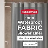 Rubbermaid Grey Shower Curtain Liner: Waterproof Fabric Shower Liner for Bathroom, with 2 Magnets and Rustproof Grommets, 70x72, Standard Size, Gray