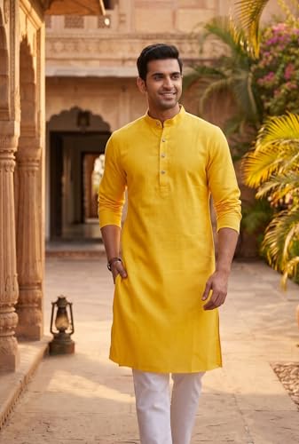 Image of Men's Traditional Ethnic Kurta Long Solid Casual