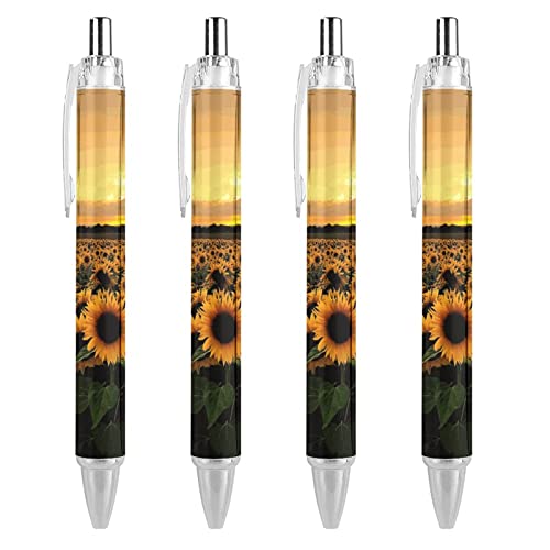 Bolígrafo de tinta azul retráctil Sunflower Sunset para evitar manchas en el trabajo, 4x
