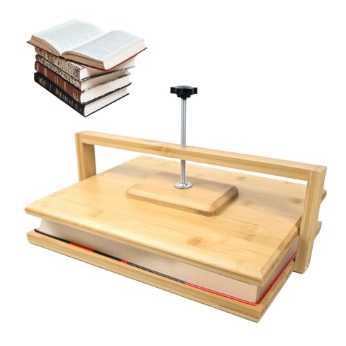 Whemyreat Pressa per libri in legno e bambù, pressa per carta, pressa per fiori, stabile pressa manuale multifunzionale per esigenze di rilegatura. Pressa per libri con pressione uniforme (29 x 20 cm)
