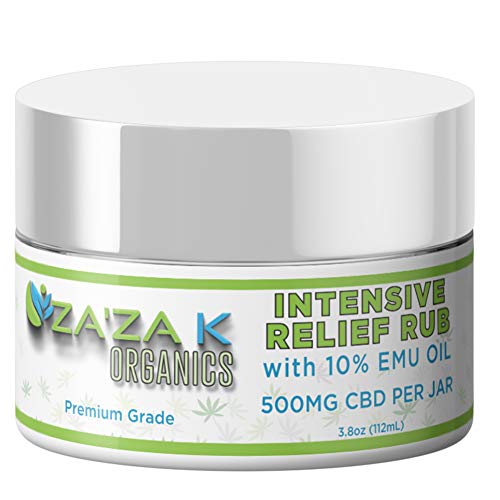 ZA’ZA K ORGANICS Hemp Cream 500 MG Max Strength – 100% Natural Hemp Oil Extract, Emu Oil, Arnica, for Knee, Joints, and…