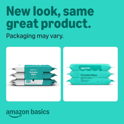 Amazon Basics Adult Wet Wipes Flushable Fragrance Free, 126 Count (3 Packs of 42), Packaging May Vary - Image 3
