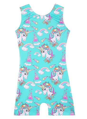 Leotards for Girls Gymnastics Toddler Dance Biketards Mermaid Unicorn Athletic Dance Wear Shiny Rainbow Blue Hotpink