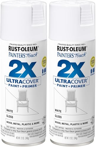 Rust-Oleum 249090 Painter's Touch 2X Ultra Cover Spray Paint, 12 oz, Gloss White (Pack of 2)