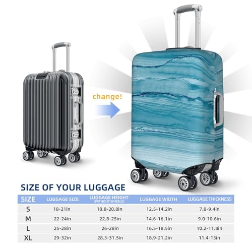 Teal Turquoise Fluid Stripes Print Luggage Covers For Suitcase,Elastic Washable & Stretchable Suitcase Covers For Luggage, Anti-Scratch - Fits 18-32 Inch Luggage-No Luggage Included4