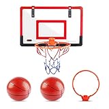 Over The Door Basketball Hoop Indoor with 2 Rims and Balls | Kids Mini Hoops for Bedroom Inground | Toddler Activity Play Toys for Boys and Teens as Gift