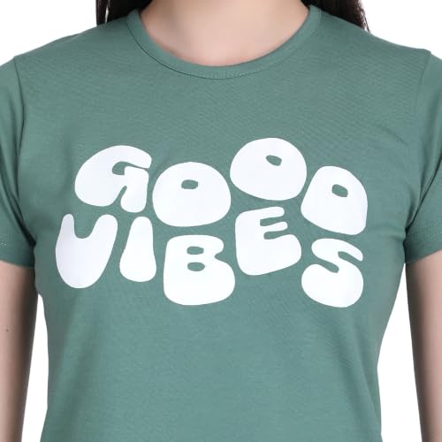 Image of Women's Slim Fit Graphic Printed T-Shirt | Soft 100% Cotton Fabric | Round Neck Half Sleeve Casual Top, Travel & College Pack of 2 Set
