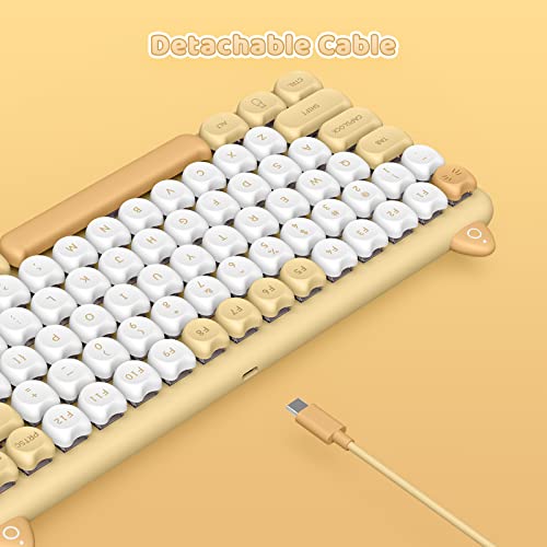 Iqunix M80 Purry Cat Wireless Mechanical Keyboard, Wireless/Wired Usb Rechargeable Bluetooth Keyboard 84 Keys Kailh Blue Switches With White Led Backlit For Windows/Mac/Android/Ios #TOP4