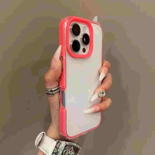 Coque silicone souple antichoc pour iPhone 16 et 15 Pro Max rouge transparente
