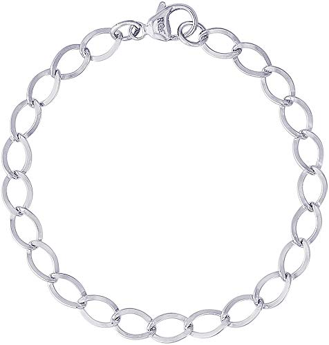7" Sterling Silver Dapped Curb Link Classic Charm Bracelet by Rembrandt