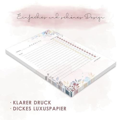 BIROYAL 2er Set To Do Listen Block 100 Blätter - A5 To Do Block mit gelochten Seiten - Notizblock für Todo-Listen, Notizen und Einkaufszettel