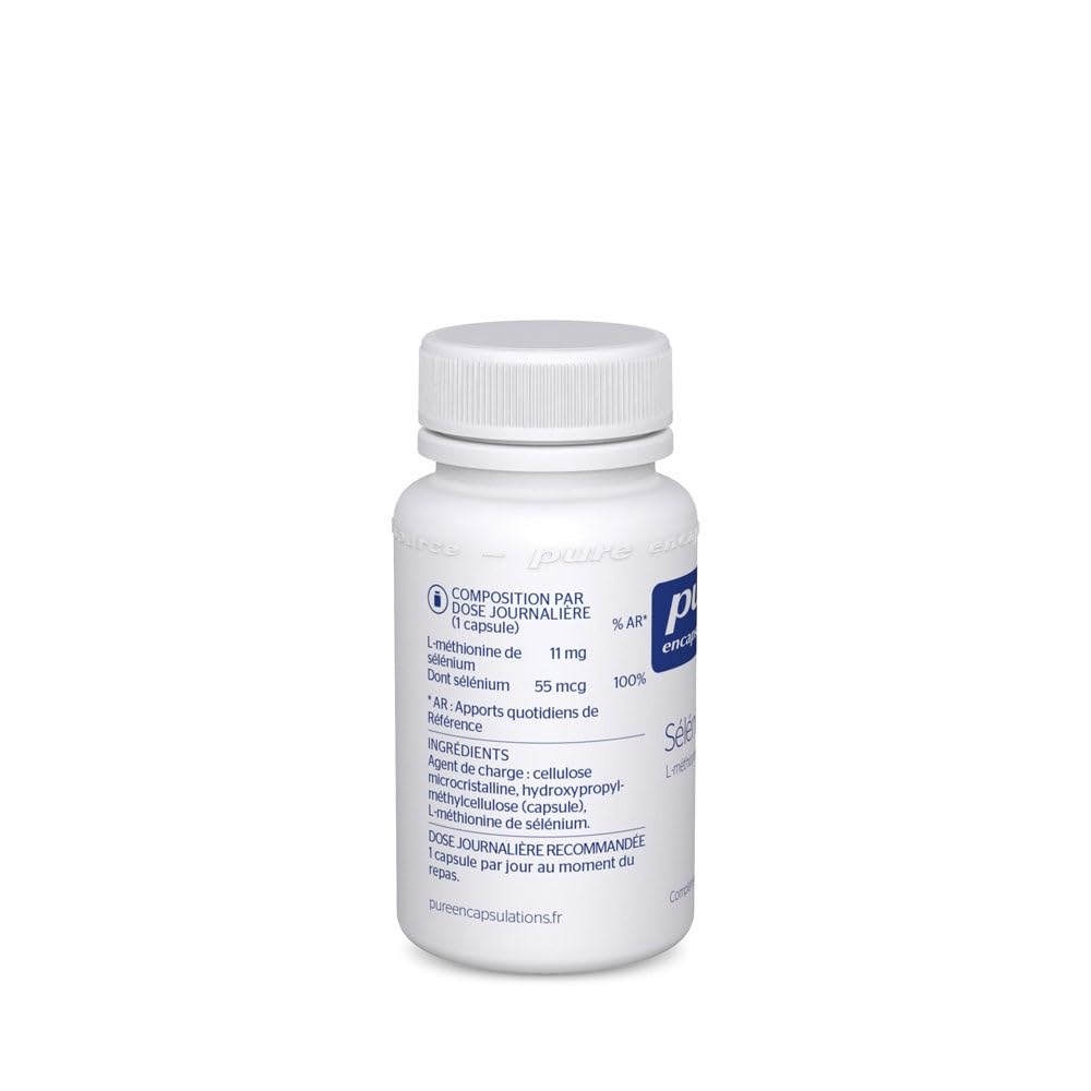 Pure Encapsulations - Sélénium 55 - L-Méthionine de Sélénium - Oligo-Élément & Antioxydant - Aide au Fonctionnement Normal du Système Immunitaire - 90 Gélules Véganes