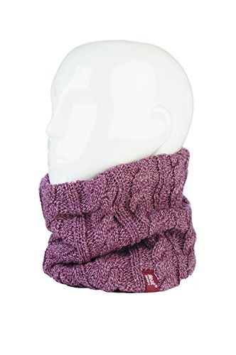 Heat Holders Women's Thermal 3.4 Tog Fleece Cable Knit Snood Scarf Neck Warmer (Rose) #TOP2