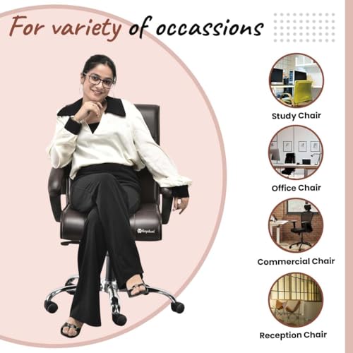 Image of GOYALSON Comfortable Revolving Chair for Director Principal Manager Office with arm Rest with Wheels and Cushioned seat Back (1, Coffee, Heavy 1)