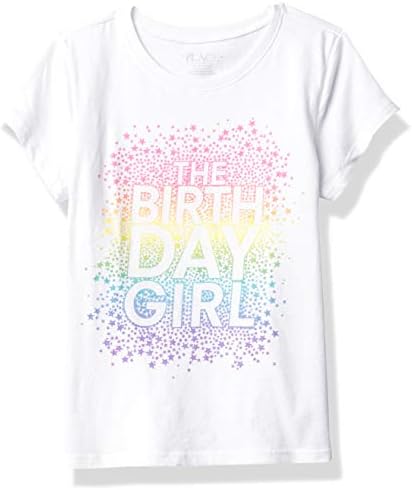 The Children's Place girls Birthday Graphic Tee T Shirt, White, XXL 16 US