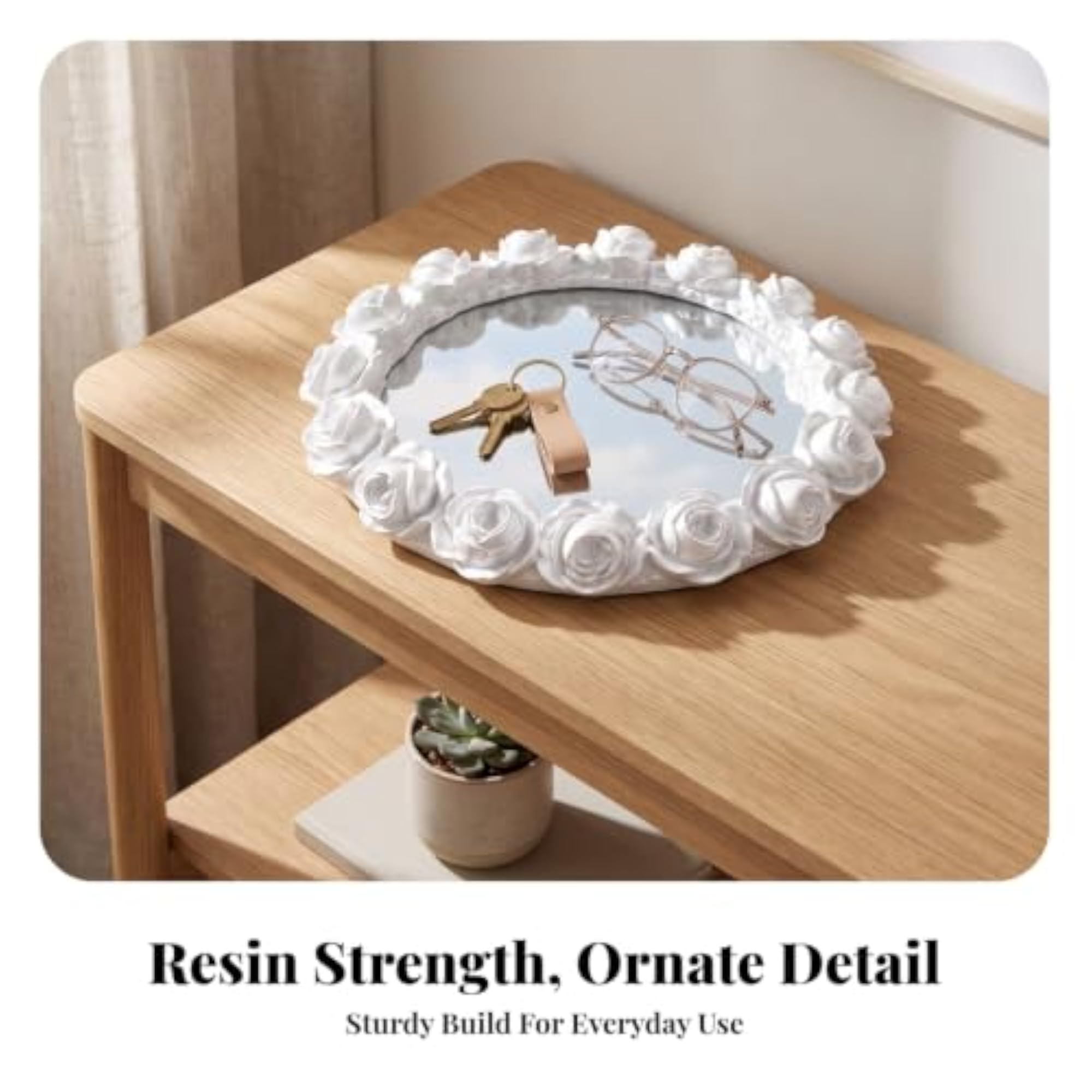 Ornate Round Mirrored Vanity Tray