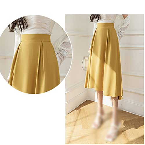 Jupe d'été plissée ample ajustée en taille 44 jaune - 7