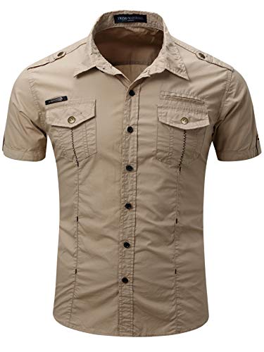 Image of FREDD MARSHALL Men's Short Sleeve Regular-Fit Work Shirt, #55888 Khaki, 3XL