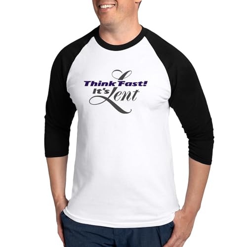CafePress ThinkFast Baseball Jersey Men's Cotton Baseball Jersey, 3/4 Raglan Sleeve Shirt Black/White