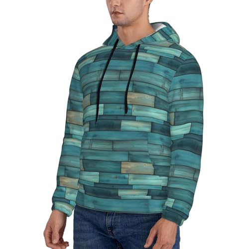 Hoodies For Men - Retro Green Wood Boards Print Long Sleeve Casual Men'S Hoodies & Sweatshirts Pullover With Pocket3