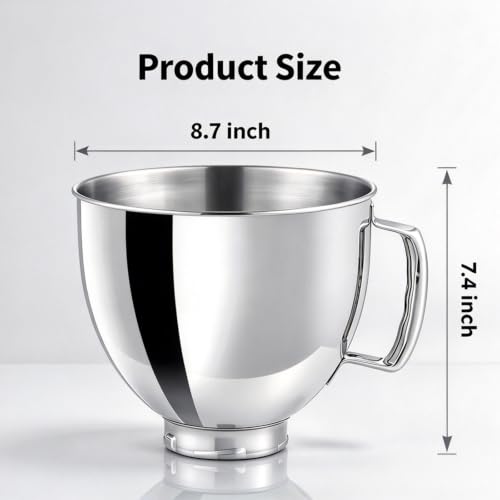 5 QT Stainless Steel Mixer Bowl for KitchenAid Tilt-Head 4.5-5 Qt - image 7