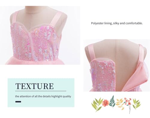 RuuYiicoco 9 Pcs Halloween Pink Witch Costume for Girls Sequins Mesh Princess Dress with Accessories (11-12 Years, Pink) by RuuYiicoco - Used condition - Image 4