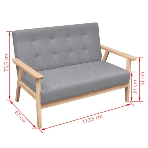 Juego de sofá retro de 2 piezas para un salón acogedor con acolchado cómodo de tela 3