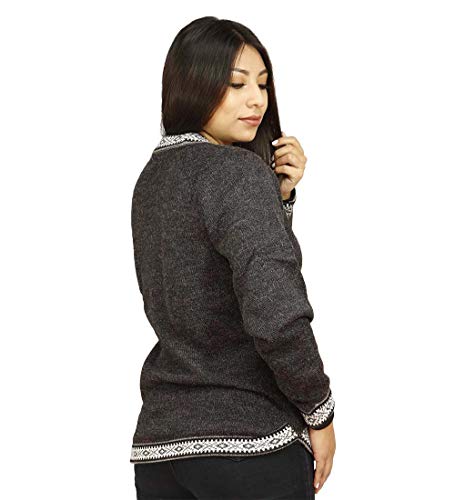 Alpaca Wool Sweater Women Alpaca Sweaters Women Alpaca Wool Jacket For Women Ethnic Design Vneck Sweater Peru (Charcoal Gray, Extra Large) #TOP2