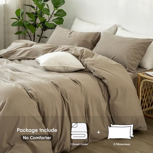 Image of MooMee Duvet Cover Set 100% Washed Cotton Linen Like Oversized King Plus | Relaxed Linen-like Texture. Soft, Breathable & Long-lasting Comfort. Lightweight. Hidden Zipper with 8 Interior Corner Ties