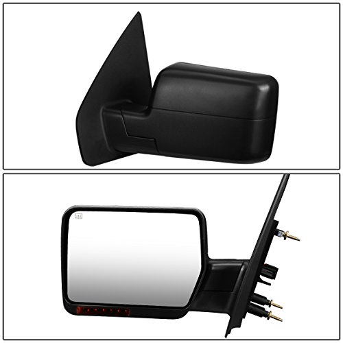 Driver Left Side Rear View Mirror - Power Adjust | Manual Folding | Amber Led Turn Signal | Heated Glass - Compatible With Ford F150 04-14, Texture Black #TOP1