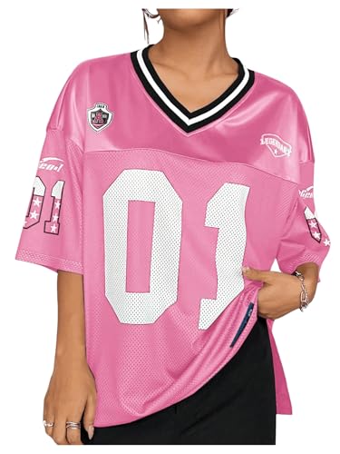 Floerns Women's Camo Print Team Sports T Shirts V Neck Basketball Jersey Tee Shirts